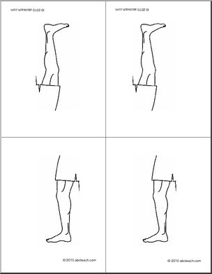 Nomenclature Cards: Human Body; Leg (4) (b/w) (foldable)