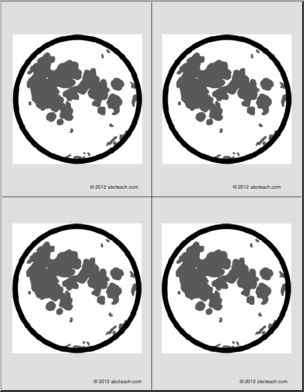 Nomenclature Cards: Moon Phases (4) (b/w)