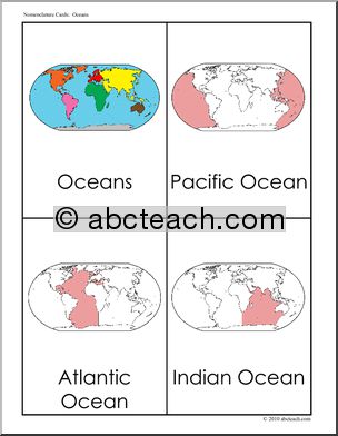 Nomenclature Cards: Oceans (red-highlight)