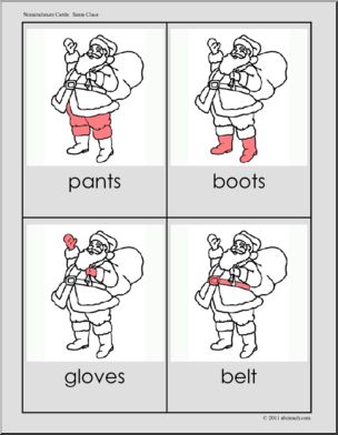 Nomenclature Cards: Santa Claus (red-highlight)