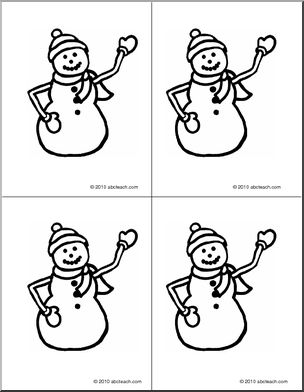 Nomenclature Cards: Snowman Four Cards (b/w) (k-1)