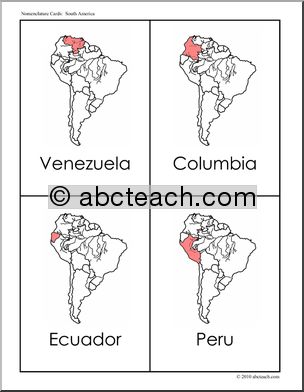 Nomenclature: South America Map Red-Highlighted