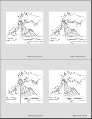 Nomenclature Cards: Volcano (4) (b/w)