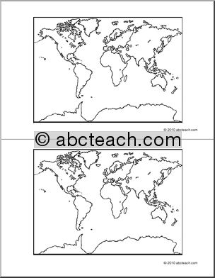 Nomenclature Cards: Geography World Map (2) (b/w)