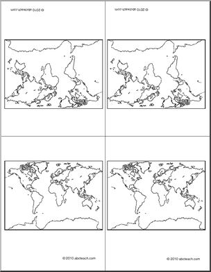 Nomenclature Cards: Geography World Map (4, foldable) (b/w)