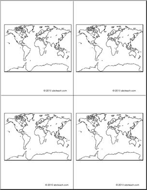 Nomenclature Cards: Geography World Map (4) (b/w)