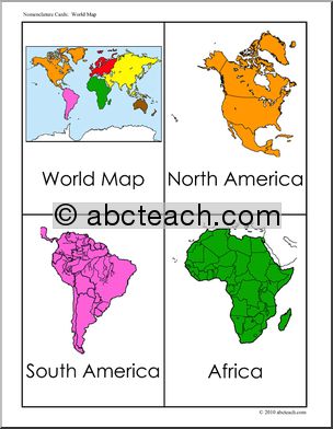 Nomenclature Cards: Geography World Map (color)