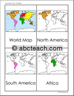 Nomenclature Cards: Geography World Map (color)