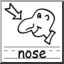 Clip Art: Basic Words: Nose B&W (poster)