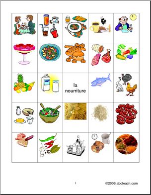 French: Food Bingo Cards