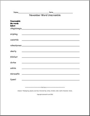 Unscramble the Words: November
