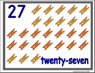 27 & Twenty-seven (27 pictures) Number Sign