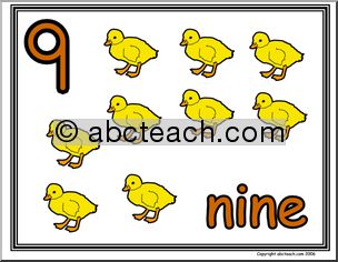 9 & Nine (nine pictures) Number Sign