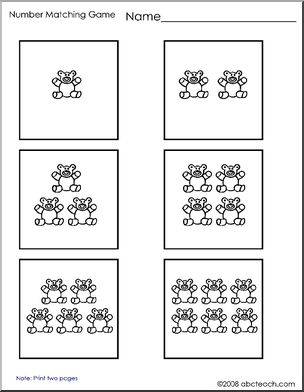 Numbers and Pictures to 10 (preschool/primary) -b/w Matching