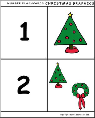 Flashcards: Numbers (Christmas theme, color)