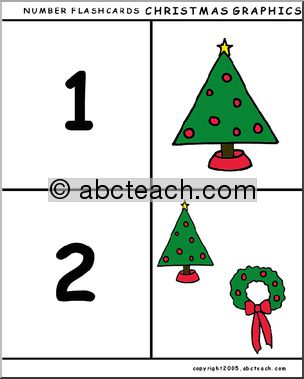 Flashcards: Numbers (Christmas theme, color)