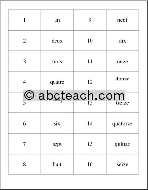 French: Number matching game