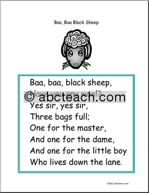 Baa, Baa Black Sheep’ Nursery Rhymes