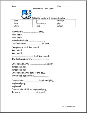 Mary Had a Little Lamb’ Nursery Rhymes