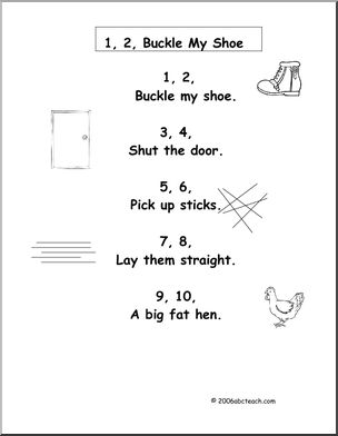 Nursery Rhymes: One, Two, Buckle My Shoe (preschool/ primary)