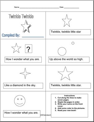 Nursery Rhymes: Twinkle Twinkle activities | Abcteach