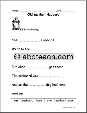 Nursery Rhymes: Old Mother Hubbard