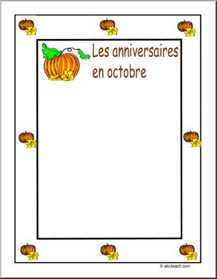 French: Affiche pour montrer les anniversaires en octobre