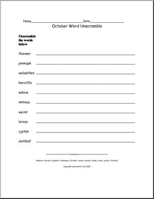 Unscramble the Words: October