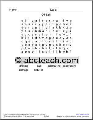Word Search: Oil Spill (easy)