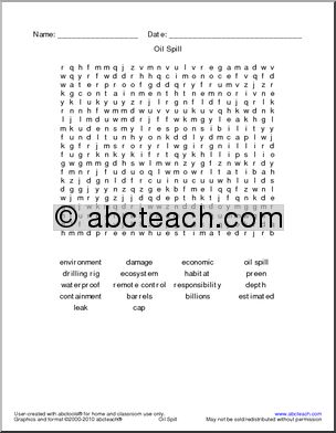 Word Search: Oil Spill (hard)