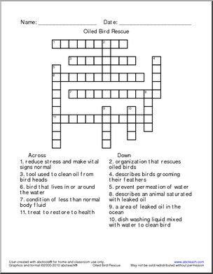 Crossword: Oiled Bird Rescue Puzzle (hard)