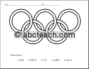 Color: Olympic Rings “Color by Number” Worksheet (primary)