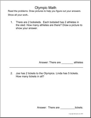 Word Problems – Winter Olympics (primary)