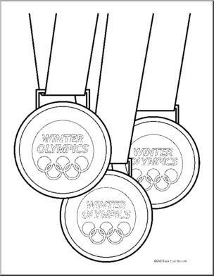 Clip Art: Winter Olympics Medals (coloring page)