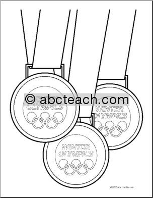 Clip Art: Winter Olympics Medals (coloring page)