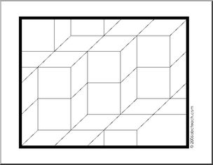 Coloring Page: Op Art- Up and Down Cubes