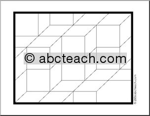 Coloring Page: Op Art- Up and Down Cubes