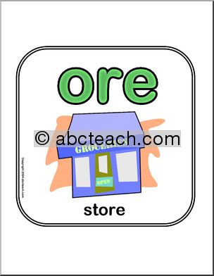 Word Family – ORE (version 2) Sign