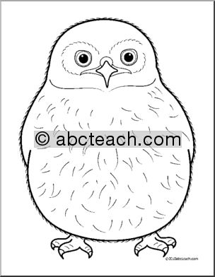 Clip Art: Baby Animals: Owl Owlet (coloring page)