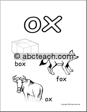 Word Family – OX words (blackline) Poster