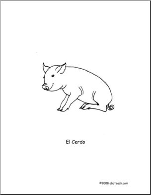 Spanish: PÂ·gina para colorear: El Cerdo (primaria)