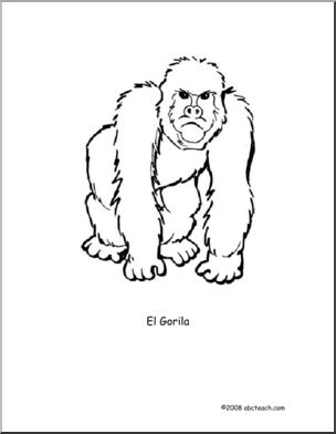 Spanish: PÂ·gina para colorear: El Gorila (primaria)