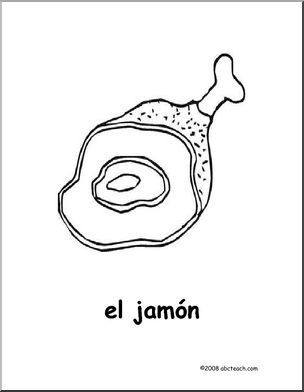 Spanish: PÂ·gina para colorear – JamÃ›n (primaria)