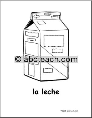 Spanish: PÂ·gina para colorear – Leche (primaria)