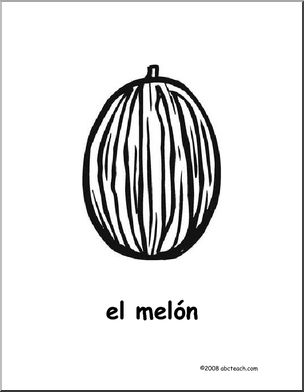 Spanish: PÂ·gina para colorear – El MelÃ›n (primaria)