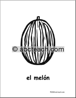 Spanish: PÂ·gina para colorear – El MelÃ›n (primaria)