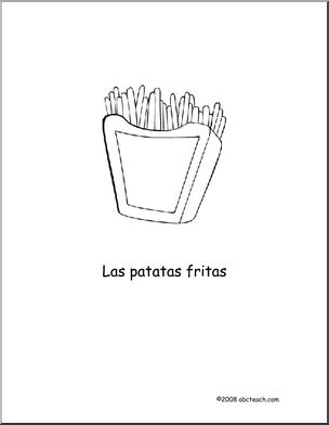 Spanish: PÂ·gina para colorear: Las patatas fritas (primaria)