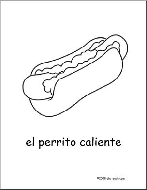 Spanish: PÂ·gina para colorear – Perrito Caliente (primaria)