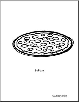 Spanish: PÂ·gina para colorear: La Pizza (primaria)