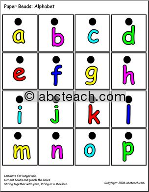 Paper Beads: Alphabet (color) lower case